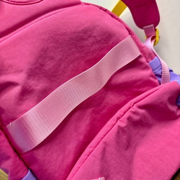 AWAY Kids Backpack Cotton Candy Pink Colorblock Childrens Travel Bag Yellow - Picture 3 of 10